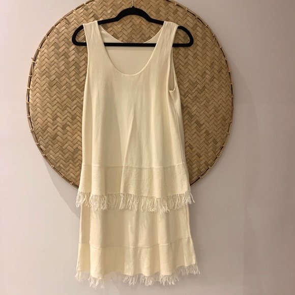 Woman’s Cream THEORY Dress with Fringe Detail - Picture 5 of 7